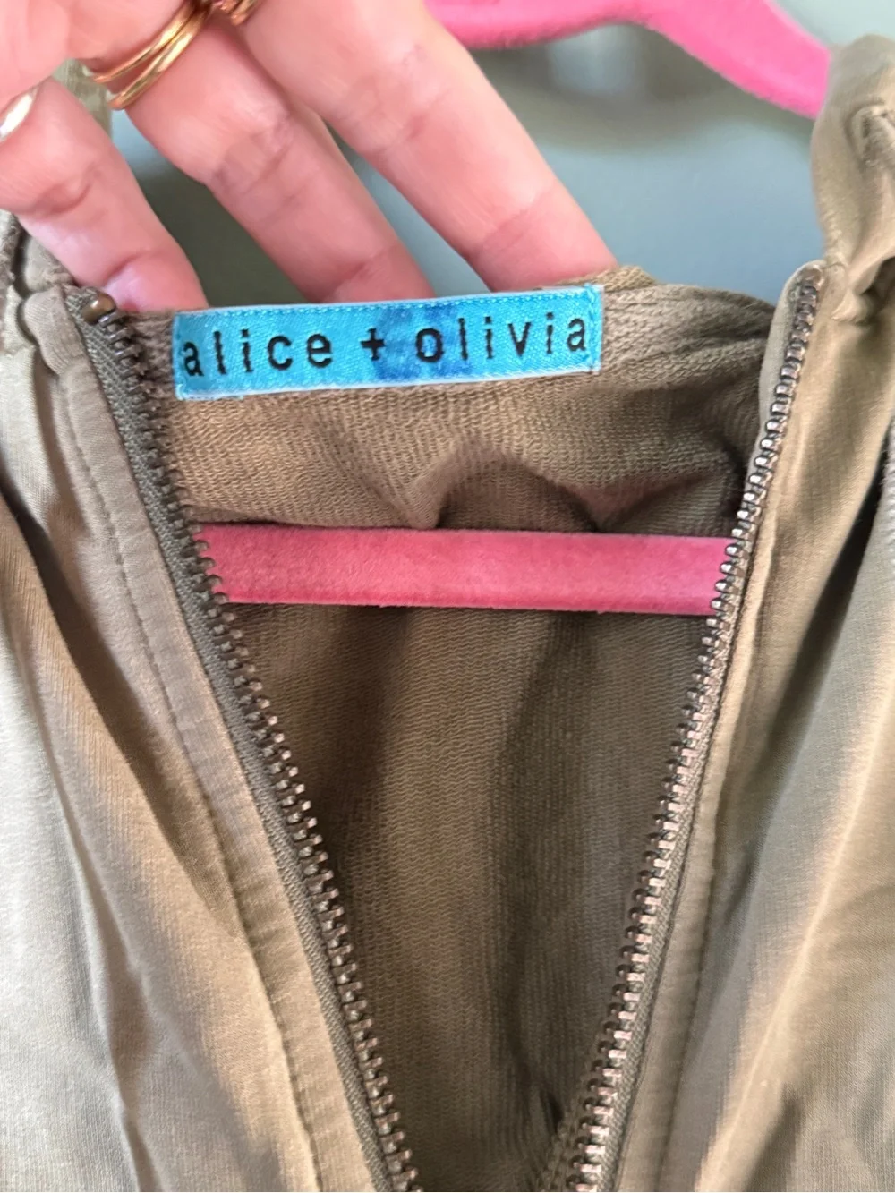 Alice + Olivia - Green Zip Hoodie - Size M - Picture 3 of 6